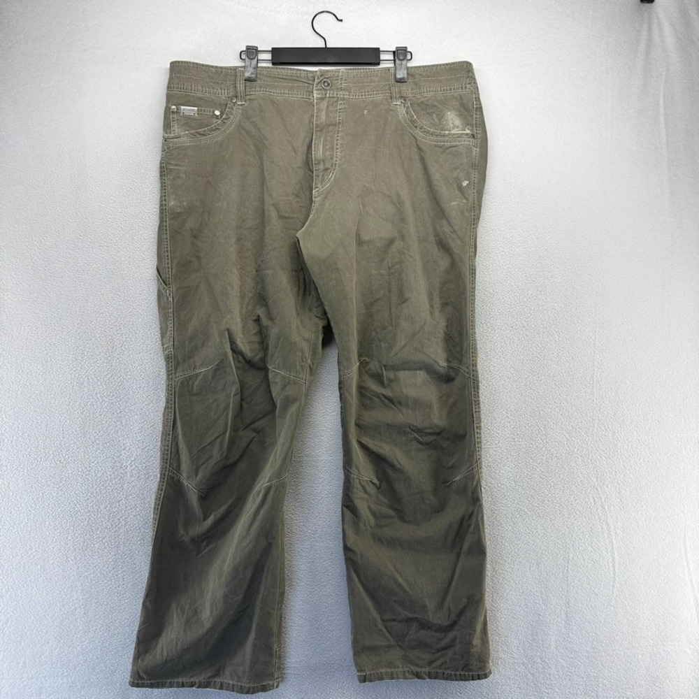 KUHL Pants Mens 40x30 Green Rydr Hiking Outdoor Work Canvas Cotton Faded Logo